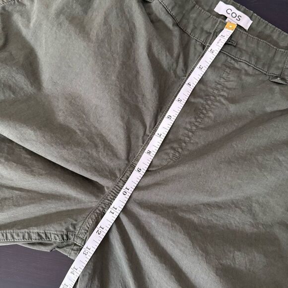 COS Pants Womens Sz 14 Army Green High Rise Tapered Straight Leg Utility Cotton - Picture 13 of 14